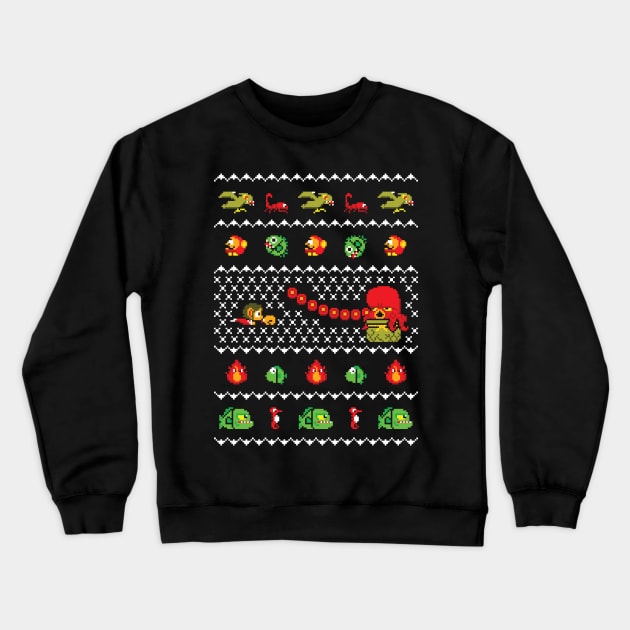 Ugly Christmas Sweater Alex Kidd Crewneck Sweatshirt by RetroReview